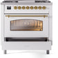 ILVE Nostalgie II 36" Dual Fuel Propane Gas Range in White with Brass Trim, UP36FNMPWHGLP