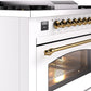 ILVE Nostalgie II 36" Dual Fuel Propane Gas Range in White with Brass Trim, UP36FNMPWHGLP