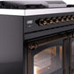 ILVE Nostalgie II 40" Dual Fuel Propane Gas Range in Black with Bronze Trim, UPD40FNMPBKBLP