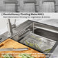 FORNO Acqua 33" Drop-In/Undermount 3 Level Workstation Sink, Retractable Faucet, Glass Rinser in Stainless Steel, D-XP31