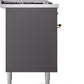 ILVE Nostalgie II 60" Dual Fuel Propane Gas Range in Matte Graphite with Brass Trim, UP60FSNMPMGGLP