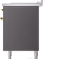 ILVE Nostalgie II 60" Dual Fuel Propane Gas Range in Matte Graphite with Brass Trim, UP60FSNMPMGGLP