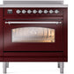 ILVE Nostalgie II 36" Induction Range with Element Stove and Electric Oven in Burgundy with Chrome Trim, UPI366NMPBUC