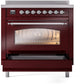 ILVE Nostalgie II 36" Induction Range with Element Stove and Electric Oven in Burgundy with Chrome Trim, UPI366NMPBUC
