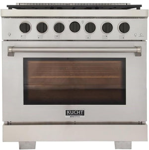 Kucht Professional 36" 5.2 cu. ft. Propane Gas Range in Stainless Steel with Black Accents, KFX360/LP-K