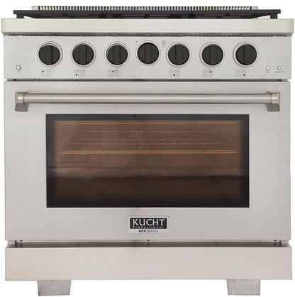 Kucht Professional 36" 5.2 cu. ft. Propane Gas Range in Stainless Steel with Black Accents, KFX360/LP-K