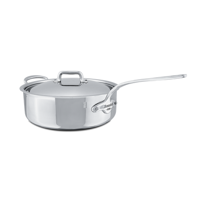 Mauviel 1830 M'COOK 5-Ply Saute Pan With Lid With Helper Handle, Cast Stainless Steel Handle, 6.2-Qt