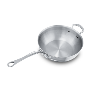 Mauviel 1830 M'COOK 5-Ply Chef Pan With Helper Handle, Cast Stainless Steel Handle, 5.5-Qt