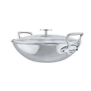 Mauviel 1830 M'COOK 5-Ply Wok With Two Cast Stainless Steel Handles, 12.6-In