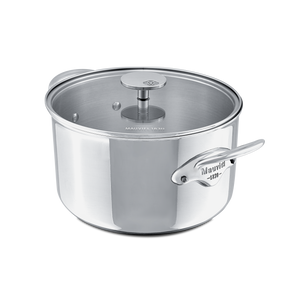 Mauviel 1830 M'COOK 5-Ply Stewpan With Glass Lid, Cast Stainless Steel Handles, 1.8-Qt