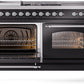 ILVE Nostalgie II 60" Dual Fuel Natural Gas Range in Glossy Black with Chrome Trim, UP60FSNMPBKC