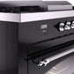 ILVE Nostalgie II 60" Dual Fuel Natural Gas Range in Glossy Black with Chrome Trim, UP60FSNMPBKC