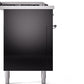 ILVE Nostalgie II 60" Dual Fuel Natural Gas Range in Glossy Black with Chrome Trim, UP60FSNMPBKC