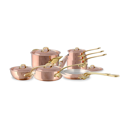 Mauviel 1830 M'Heritage M'150 B 14-Piece Copper Cookware Set With Brass Handles