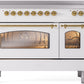 ILVE Nostalgie II 48" Induction Range with Element Stove and Electric Oven in White with Brass Trim, UPI486NMPWHG