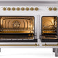 ILVE Nostalgie II 48" Induction Range with Element Stove and Electric Oven in White with Brass Trim, UPI486NMPWHG