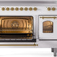 ILVE Nostalgie II 48" Induction Range with Element Stove and Electric Oven in White with Brass Trim, UPI486NMPWHG