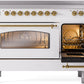 ILVE Nostalgie II 48" Induction Range with Element Stove and Electric Oven in White with Brass Trim, UPI486NMPWHG
