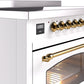 ILVE Nostalgie II 48" Induction Range with Element Stove and Electric Oven in White with Brass Trim, UPI486NMPWHG
