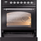 ILVE Nostalgie II 30" Dual Fuel Natural Gas Range in Black with Chrome Trim, UP30NMPBKC