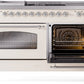 ILVE Nostalgie II 60" Dual Fuel Propane Gas Range in Antique White with Chrome Trim, UP60FSNMPAWCLP