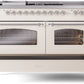 ILVE Nostalgie II 60" Dual Fuel Propane Gas Range in Antique White with Chrome Trim, UP60FSNMPAWCLP