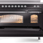 ILVE Nostalgie II 48" Induction Range with Element Stove and Electric Oven in Black with Chrome Trim, UPI486NMPBKC