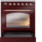 ILVE Nostalgie II 30" Induction Range with Element Stove and Electric Oven in Burgundy with Copper Trim, UPI304NMPBUP