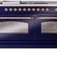 ILVE Nostalgie II 60" Dual Fuel Propane Gas Range in Blue with Copper Trim, UP60FSNMPMBPLP