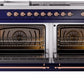 ILVE Nostalgie II 60" Dual Fuel Propane Gas Range in Blue with Copper Trim, UP60FSNMPMBPLP