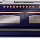 ILVE Nostalgie II 60" Dual Fuel Propane Gas Range in Blue with Copper Trim, UP60FSNMPMBPLP