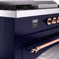 ILVE Nostalgie II 60" Dual Fuel Propane Gas Range in Blue with Copper Trim, UP60FSNMPMBPLP