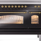 ILVE Nostalgie II 48" Induction Range with Element Stove and Electric Oven in Black with Brass Trim, UPI486NMPBKG