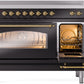 ILVE Nostalgie II 48" Induction Range with Element Stove and Electric Oven in Black with Brass Trim, UPI486NMPBKG