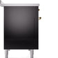 ILVE Nostalgie II 48" Induction Range with Element Stove and Electric Oven in Black with Brass Trim, UPI486NMPBKG