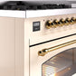 ILVE Nostalgie II 48" Dual Fuel Natural Gas Range in Antique White with Brass Trim, UP48FNMPAWG