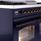 ILVE Nostalgie II 40" Dual Fuel Natural Gas Range in Blue with Bronze Trim, UPD40FNMPMBB