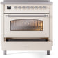 ILVE Nostalgie II 36" Induction Range with Element Stove and Electric Oven in Antique White with Chrome Trim, UPI366NMPAWC