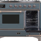 ILVE Majestic II 40" Dual Fuel Propane Gas Range in Blue Grey with Bronze Trim, UMD10FDNS3BGBLP
