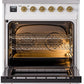 ILVE Nostalgie II 30" Induction Range with Element Stove and Electric Oven in White with Brass Trim, UPI304NMPWHG