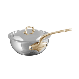 Mauviel 1830 M'COOK B 5-Ply Chef Pan With Lid, Brass Handle