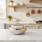 Mauviel 1830 M'COOK B 5-Ply Chef Pan With Lid, Brass Handle