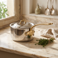 Mauviel 1830 M'COOK B 5-Ply Sauce Pan With Lid, Brass Handles