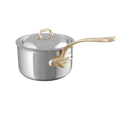 Mauviel 1830 M'COOK B 5-Ply Sauce Pan With Lid, Brass Handles