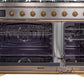 ILVE Majestic II 48" Dual Fuel Natural Gas Range in Stainless Steel with Brass Trim, UM12FDNS3SSG