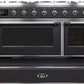 ILVE Majestic II 48" Dual Fuel Natural Gas Range in Matte Graphite with Chrome Trim, UM12FDNS3MGC