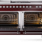 ILVE Nostalgie II 60" Dual Fuel Propane Gas Range in Burgundy with Chrome Trim, UP60FSNMPBUCLP