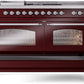 ILVE Nostalgie II 60" Dual Fuel Propane Gas Range in Burgundy with Chrome Trim, UP60FSNMPBUCLP