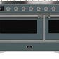 ILVE Majestic II 48" Dual Fuel Natural Gas Range in Blue Grey with Chrome Trim, UM12FDNS3BGC