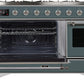 ILVE Majestic II 48" Dual Fuel Natural Gas Range in Blue Grey with Chrome Trim, UM12FDNS3BGC